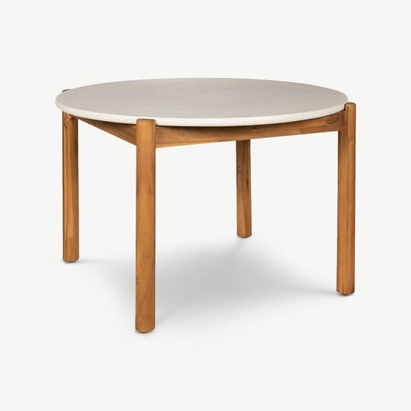 Paloma ronde eettafel, acaciahout & witte terrazzo - Ø120 cm