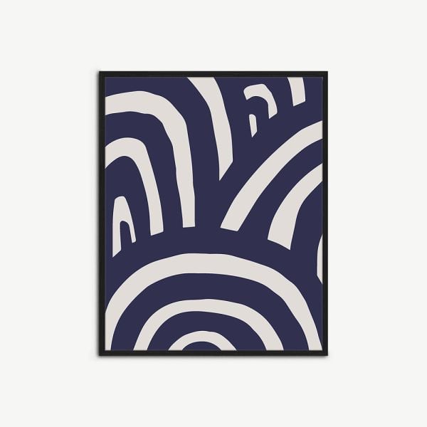 Affiche murale abstraite arc-en-ciel bleu, encadrée