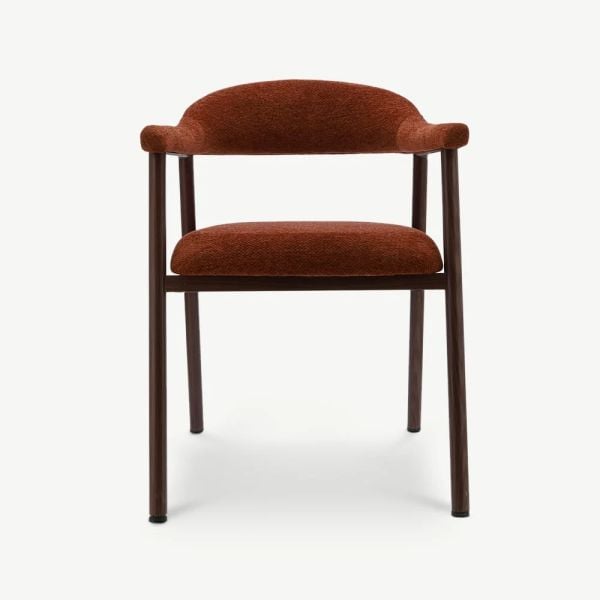 Bjorn Dining Armchair in Terracotta Fabric with Walnut Frame | Furnicher