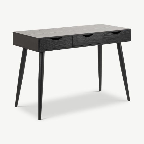 Mana bureau, zwart hout & stalen poten