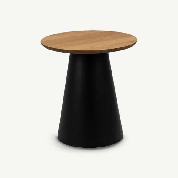 Ella ronde bijzettafel, eik en metaal