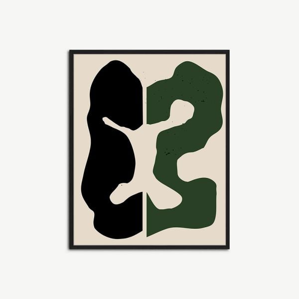 Wanddeko Schwarz & Grün, Gerahmt