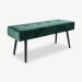 Skyler Dining Bench, Dark Green Velvet & Black oblique view