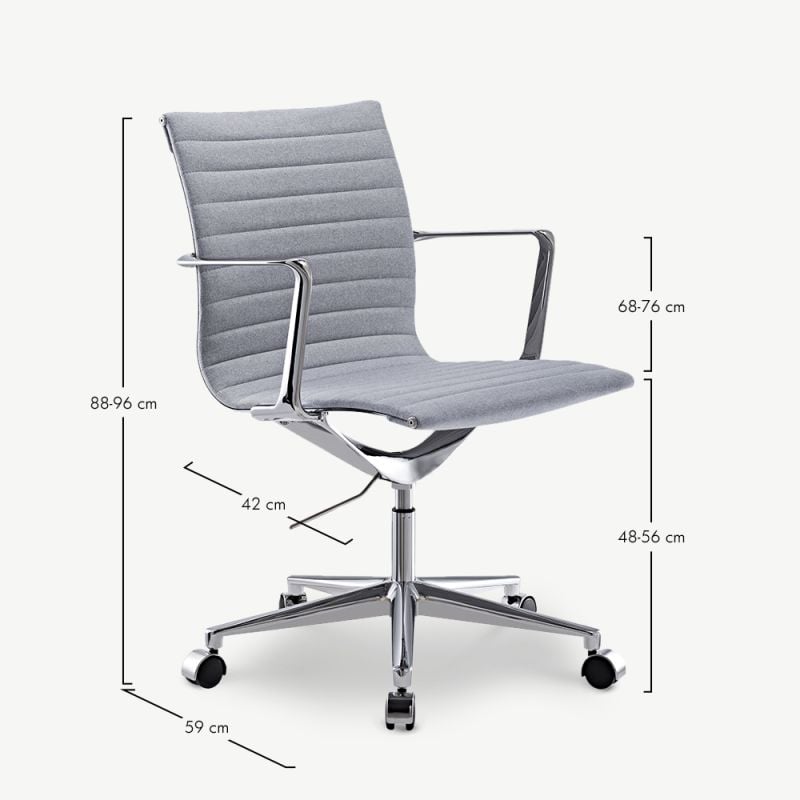 Walton Office Chair, Light Grey Fabric, Lowback
