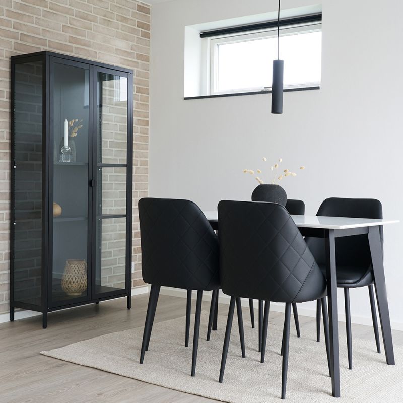 Meuble En Verre Et Aluminium Noir – Occasion Bon état