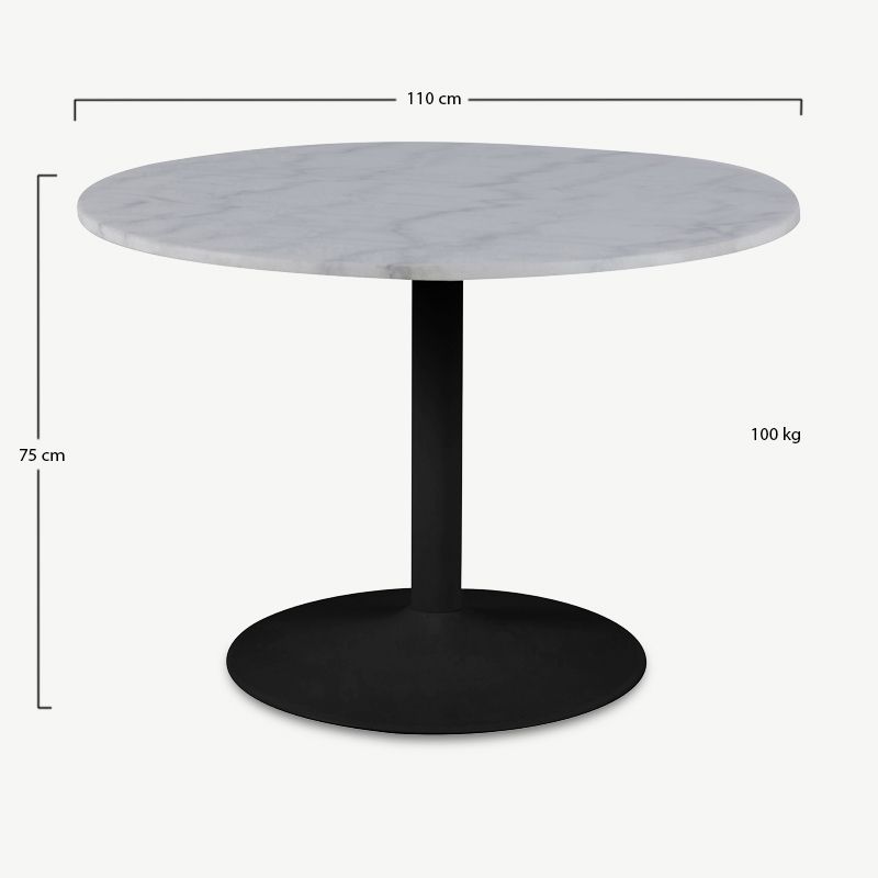 Table ronde avec plateau en verre L110 cm - Effet Marbre noir Ada | Maisons du Monde