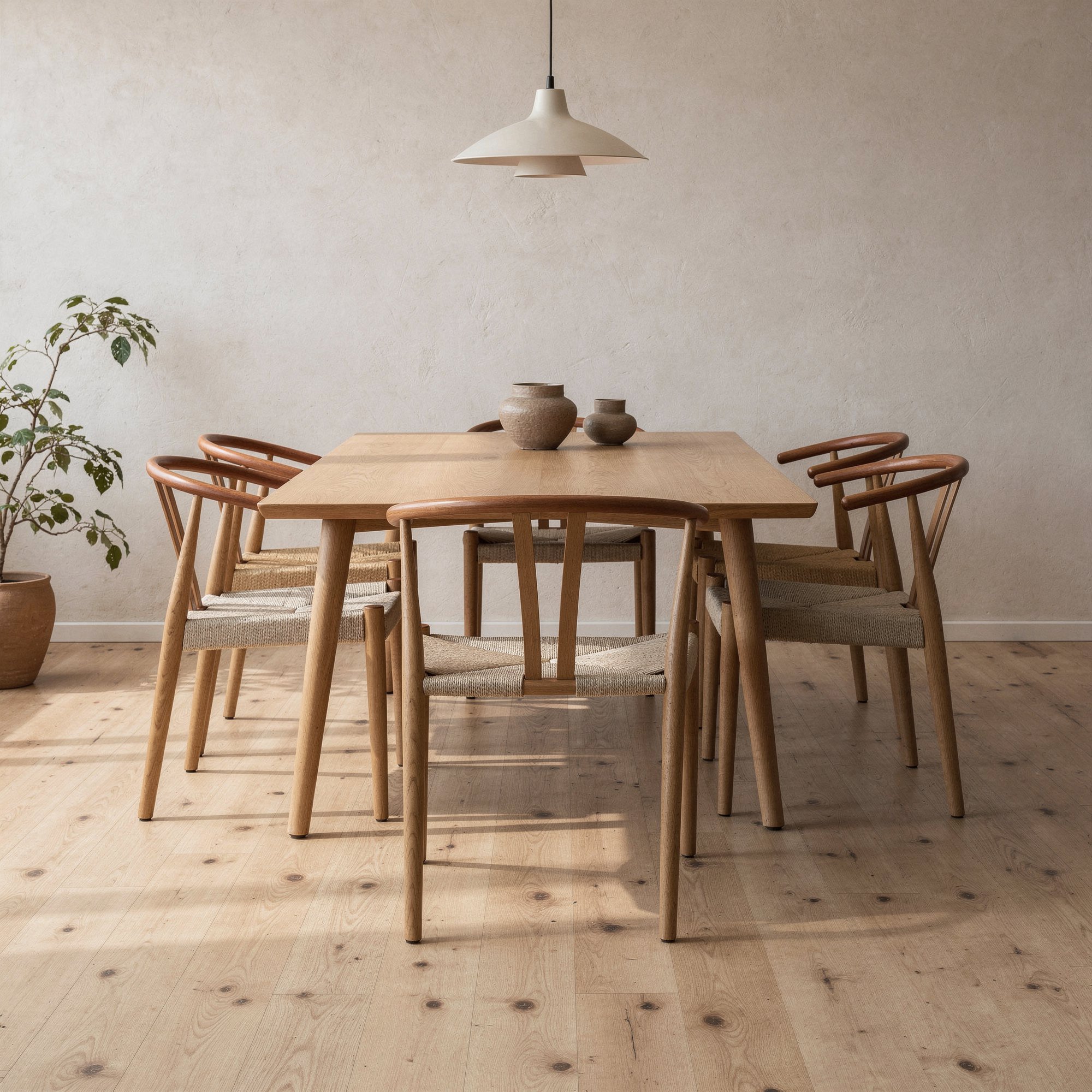 Chaise Scandi en bois en rotin naturel view 7