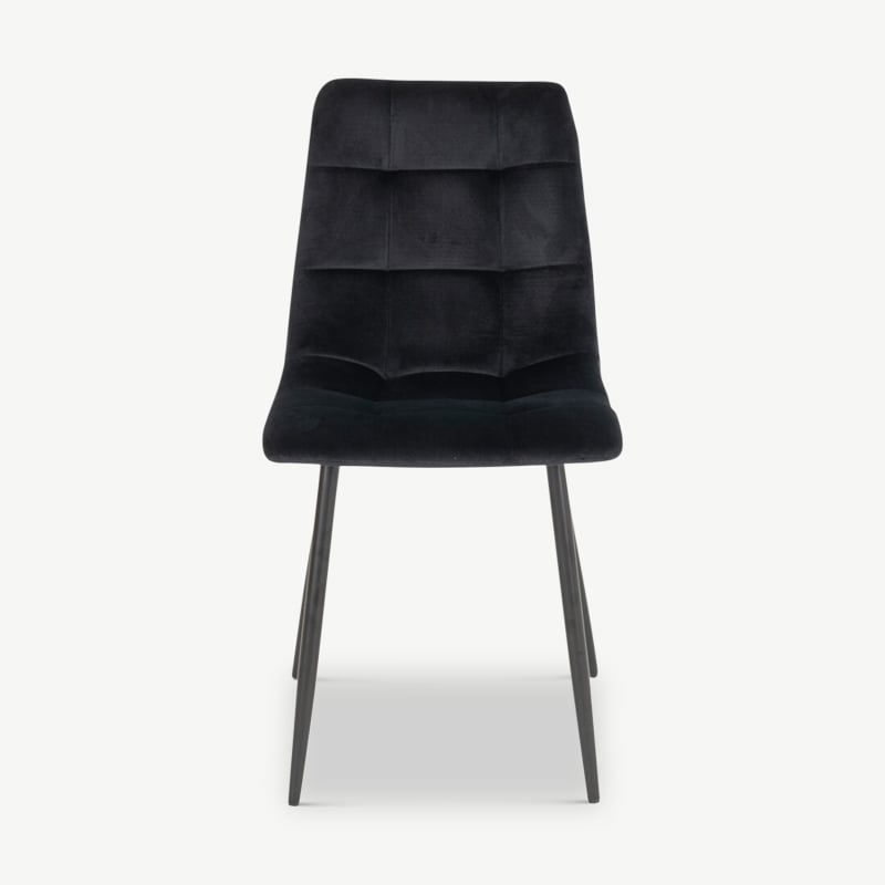 England Dining Chair, Black Velvet & black legs front view