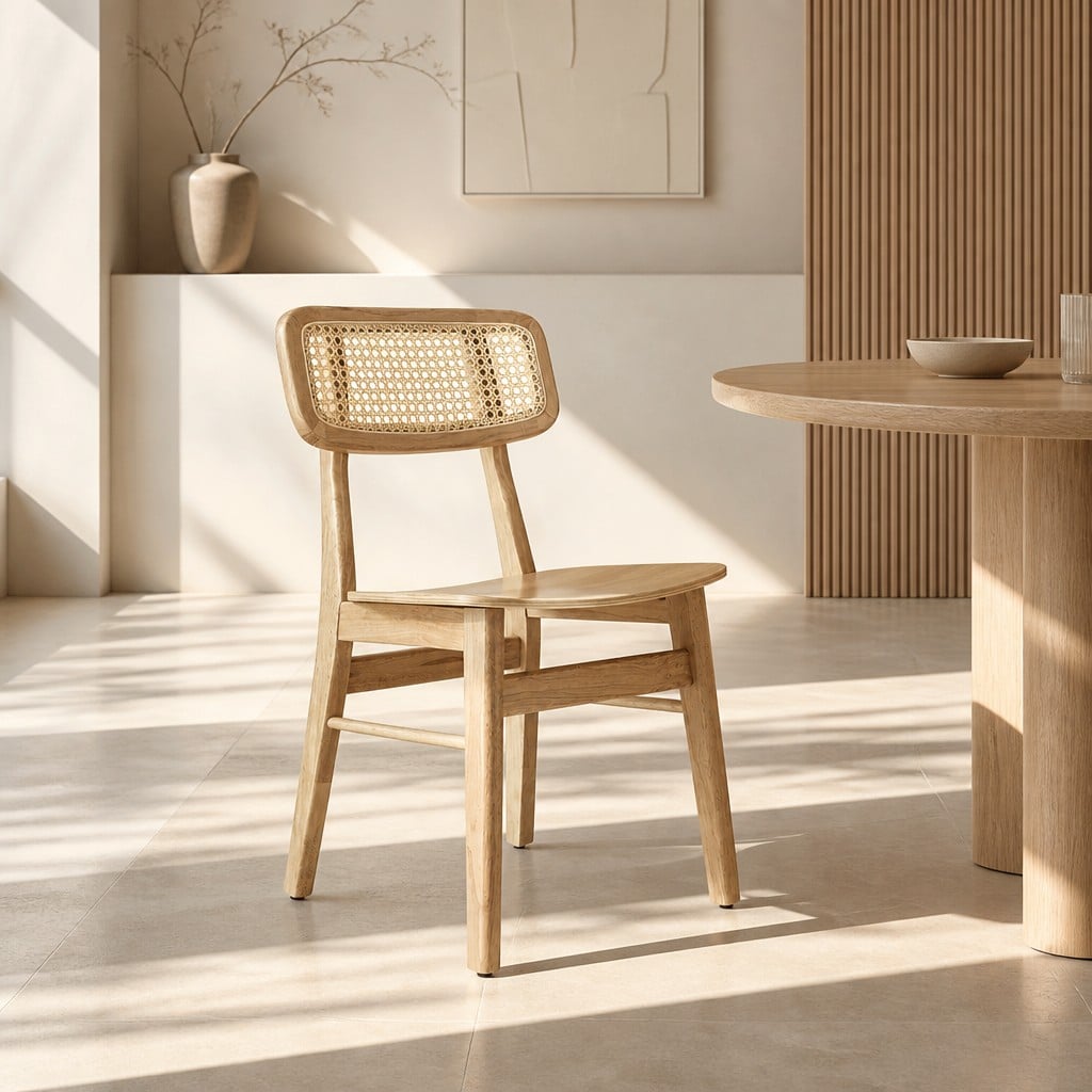 Chaise en bois Jenson en rotin et naturel view 8