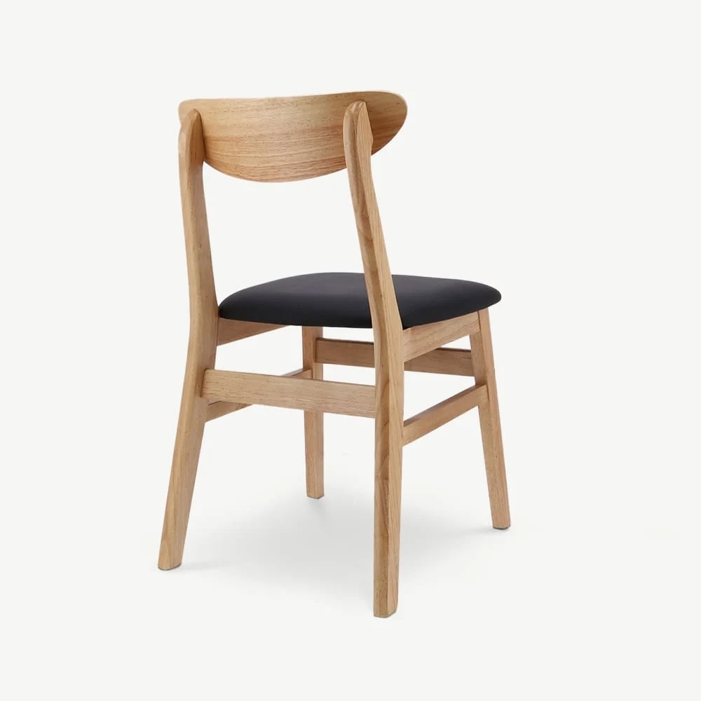 Jenson Esszimmerstuhl aus Holz, Natur & Schwarzes PU-Leder
