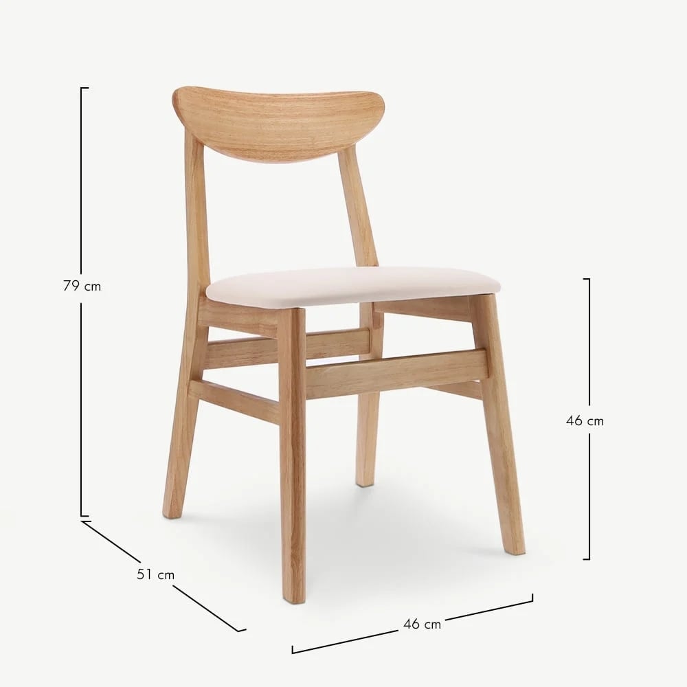 Chaise Jenson en bois naturel et similcuir ivoire