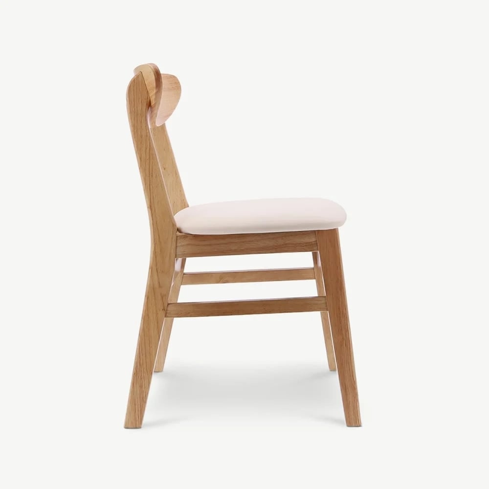 Chaise Jenson en bois naturel et similcuir ivoire