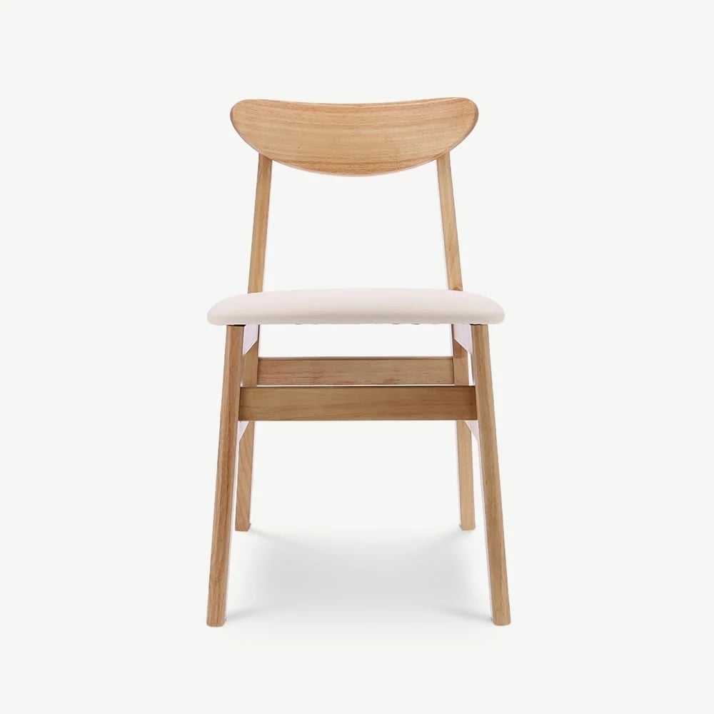 Chaise Jenson en bois naturel et similcuir ivoire