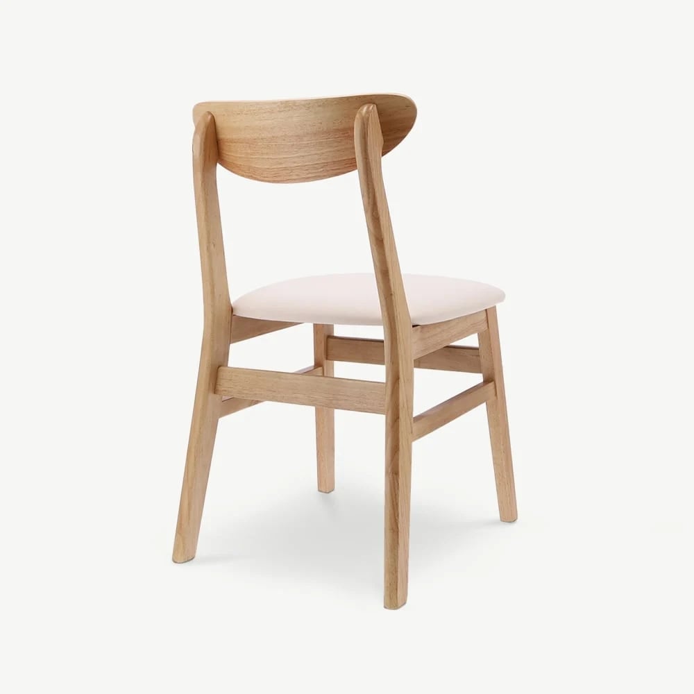 Chaise Jenson en bois naturel et similcuir ivoire