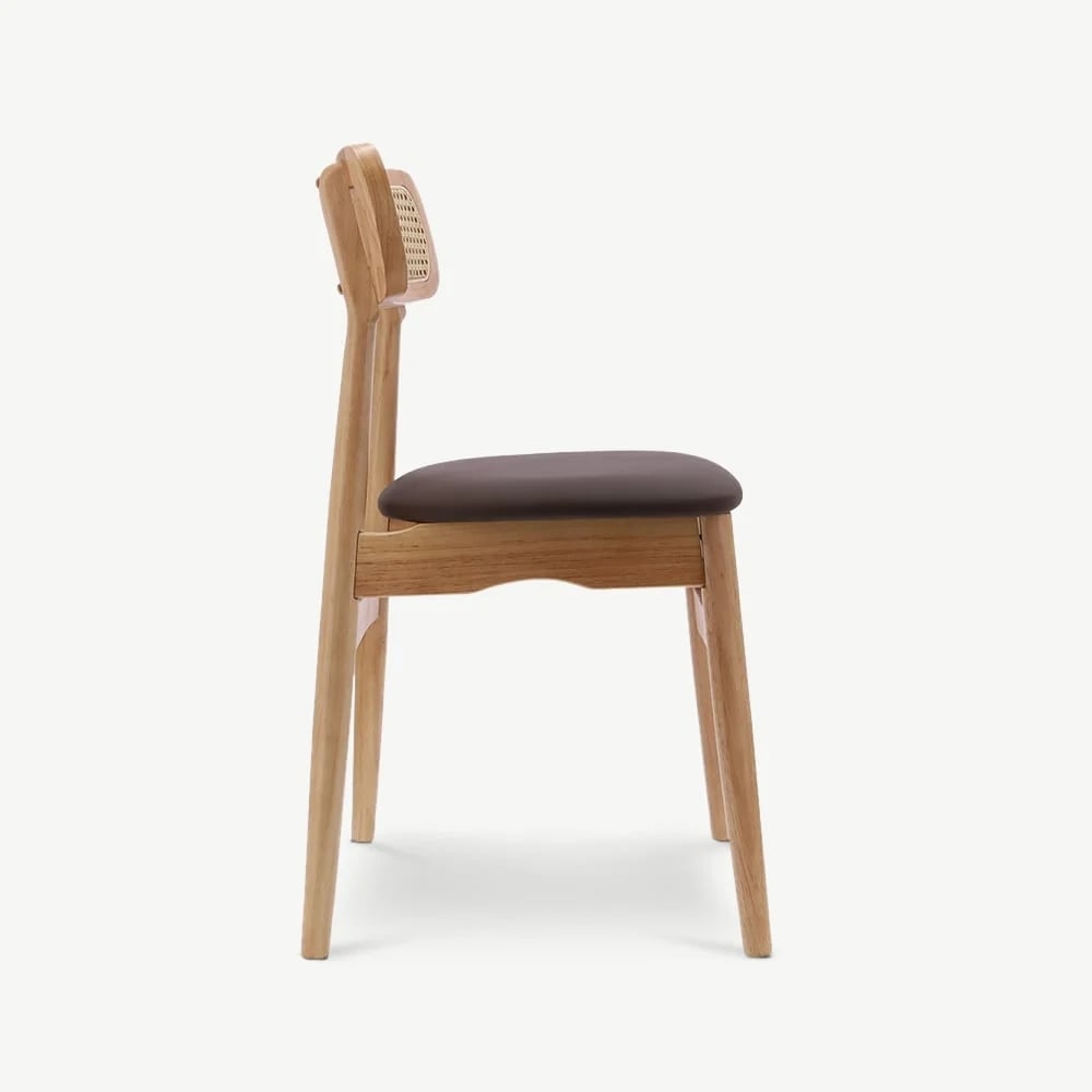 Chaise en bois Jenson en rotin et similcuir marron