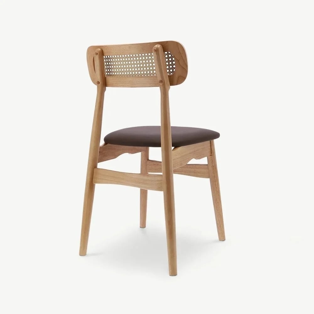 Chaise en bois Jenson en rotin et similcuir marron