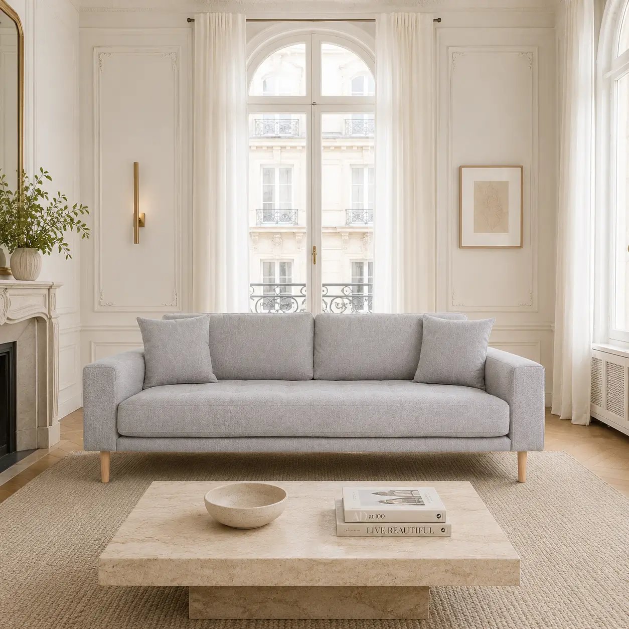 Lalita 3 Seater Sofa, Light Grey Fabric view 4