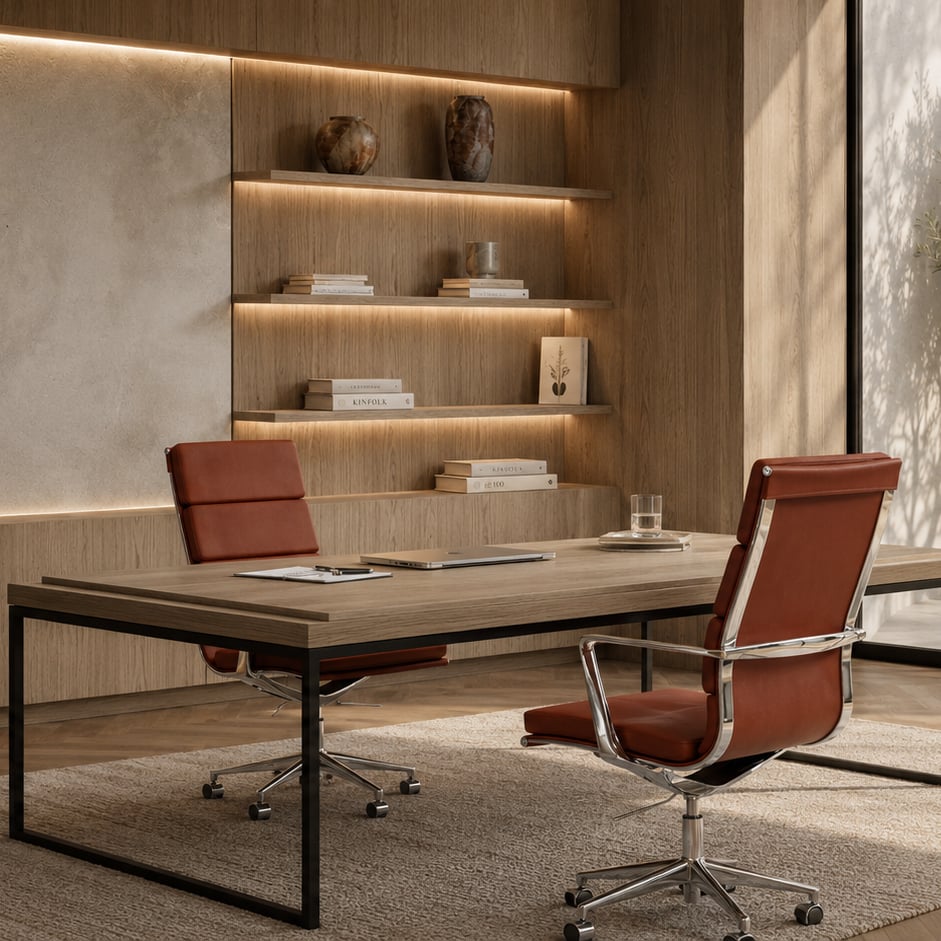 Chaise de Bureau Maci, Cuir Cognac, Dossier Haut view 6