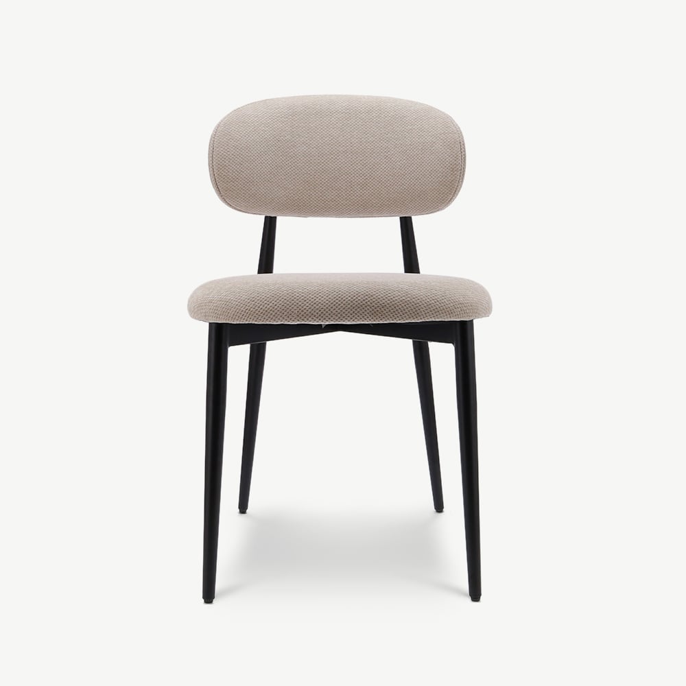 Chaise Rabiah, Tissu Beige, Cadre Métal Noir
