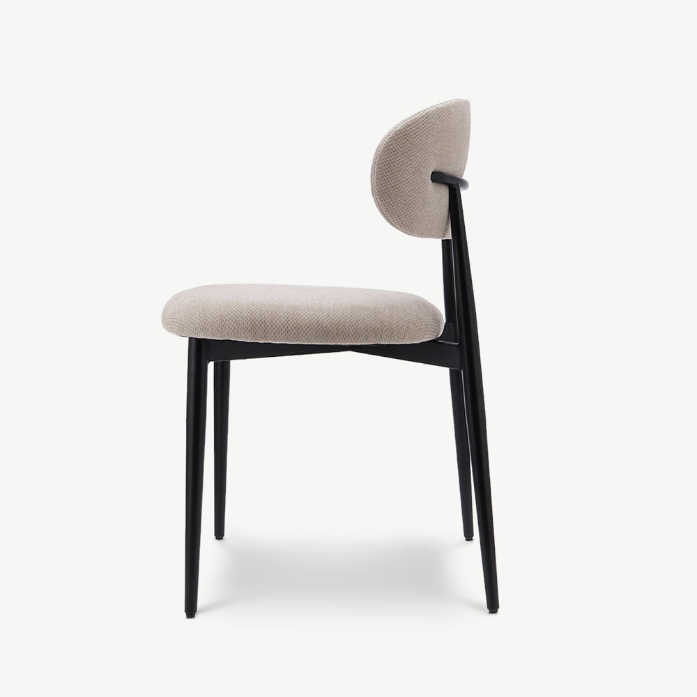 Chaise Rabiah, Tissu Beige, Cadre Métal Noir