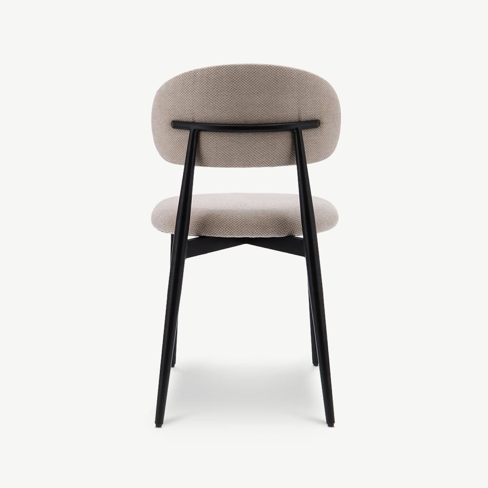 Chaise Rabiah, Tissu Beige, Cadre Métal Noir