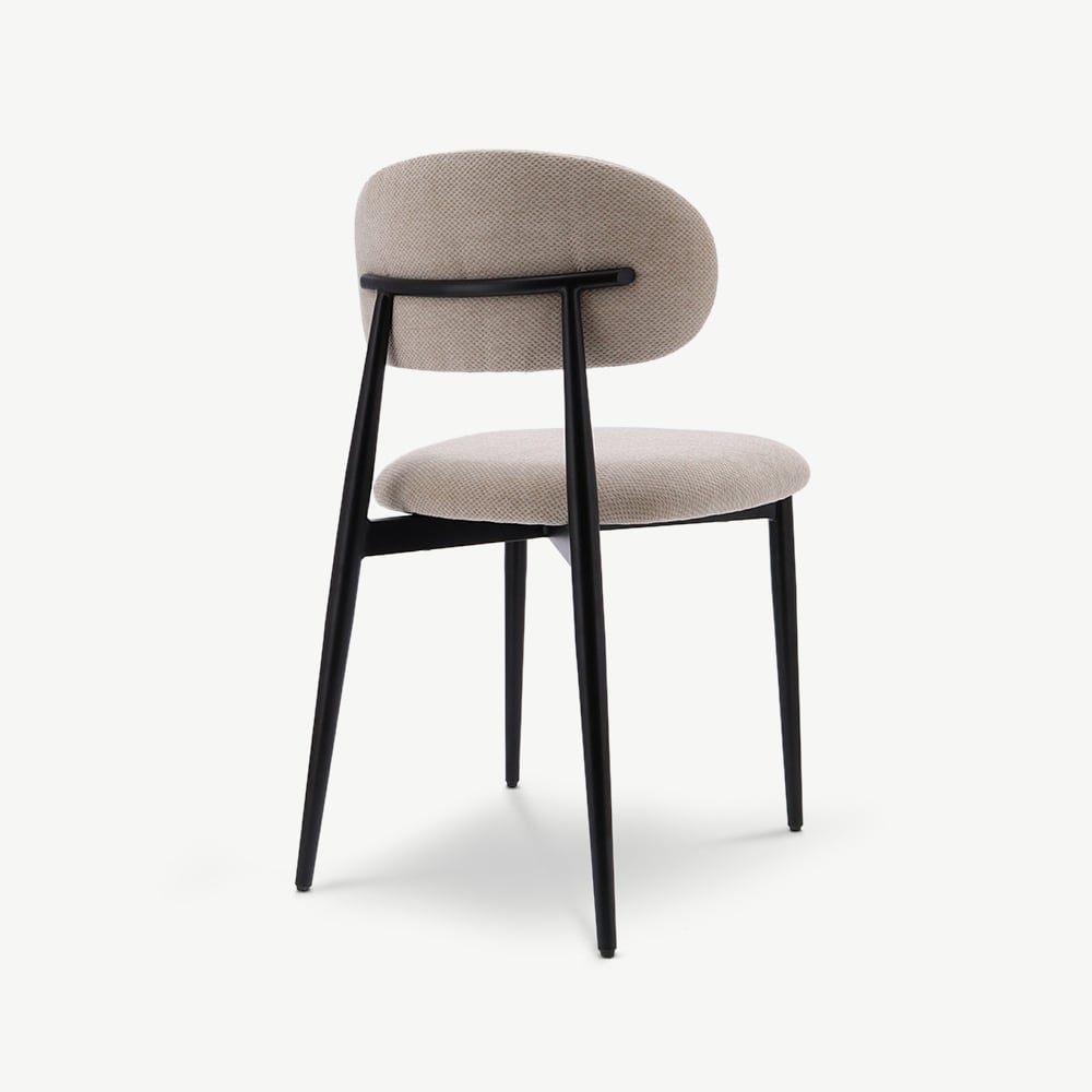 Chaise Rabiah, Tissu Beige, Cadre Métal Noir