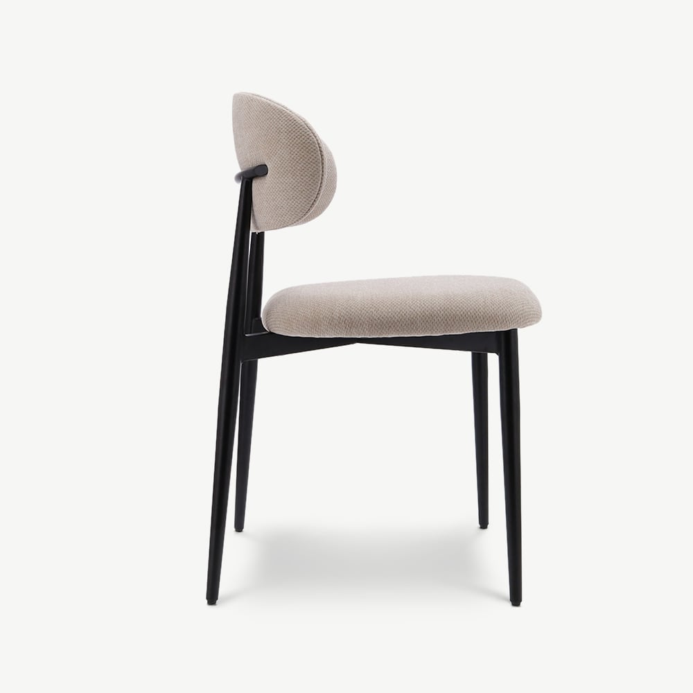 Chaise Rabiah, Tissu Beige, Cadre Métal Noir