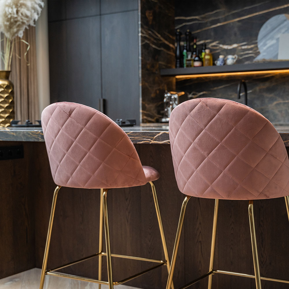 Paris Dining Chair, Blue Velvet & Black legs image close up