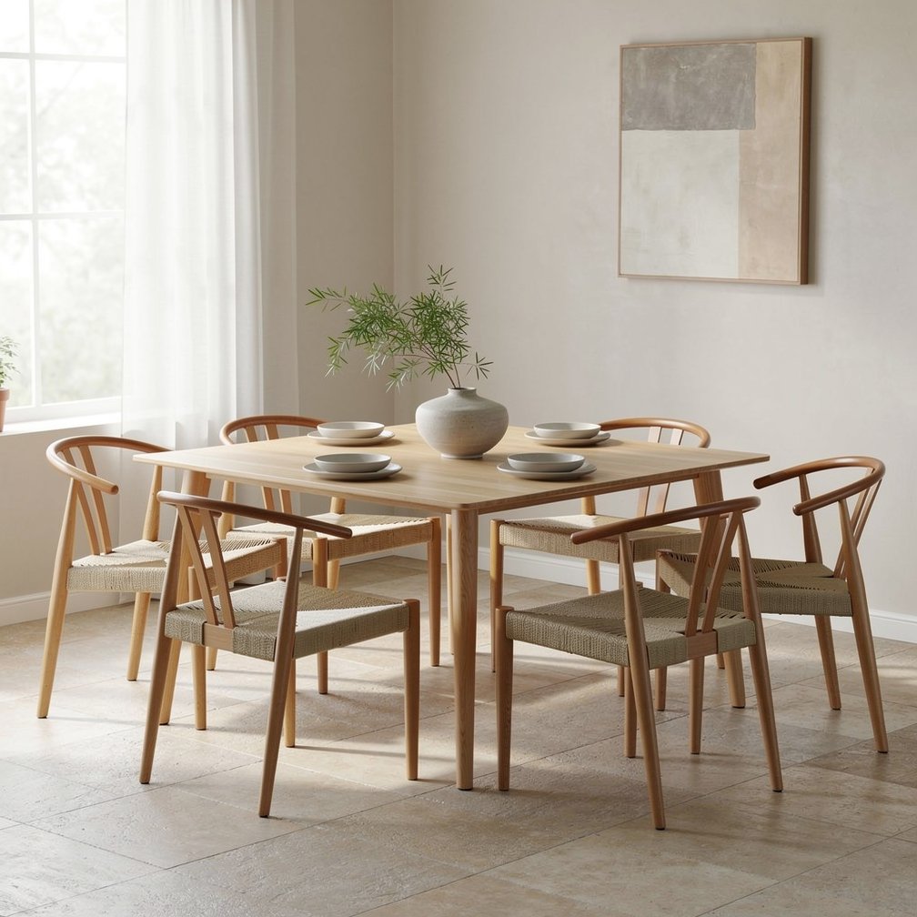 Chaise Scandi en bois en rotin naturel view 7
