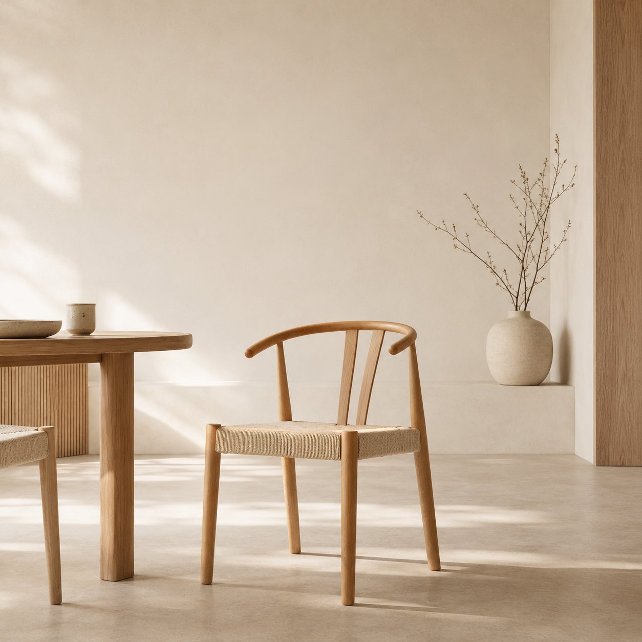 Chaise Scandi en bois en rotin naturel view 7