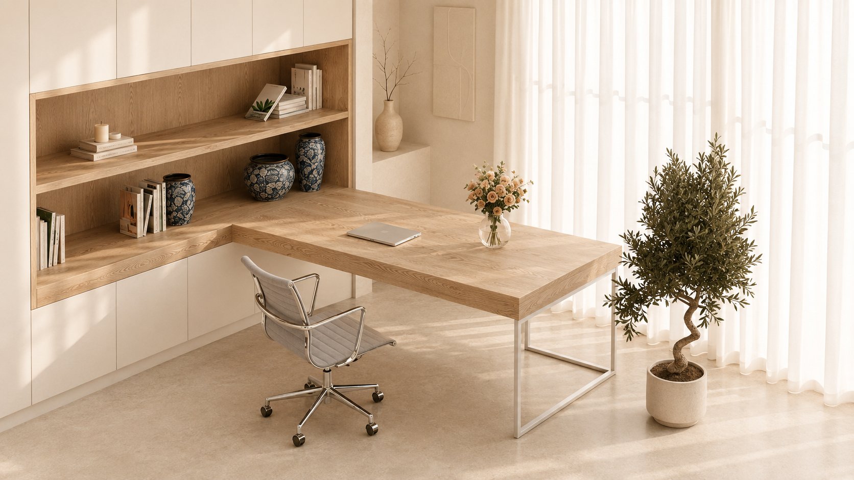Walton Office Chair, Light Grey Fabric, Lowback view 7