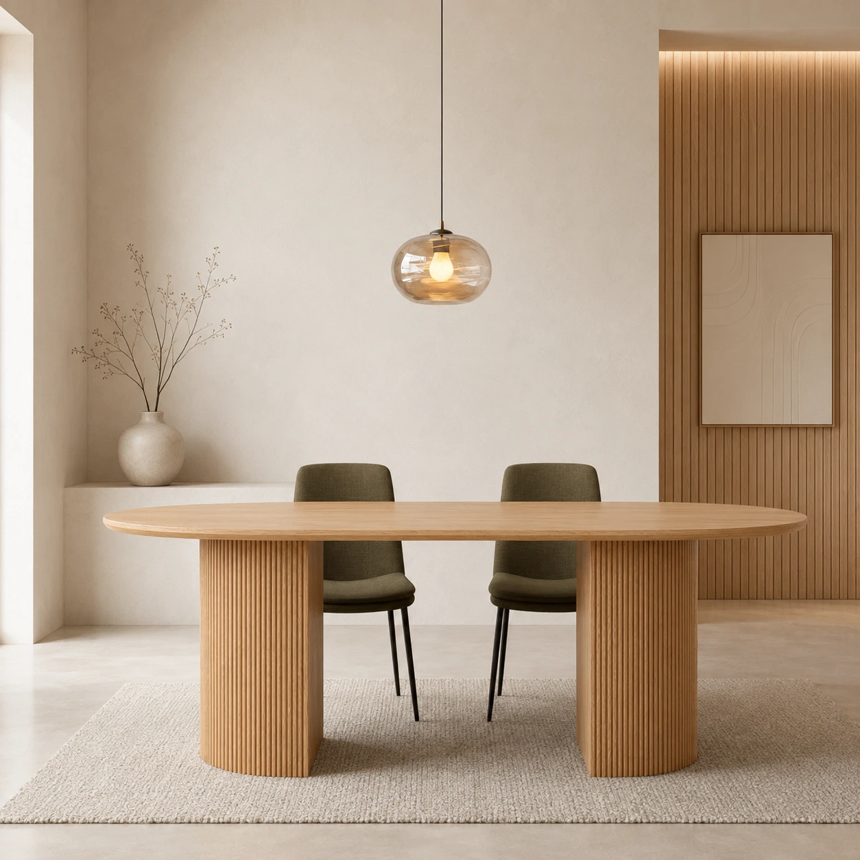 Salons scandinave et japandi côte à côte montrant les différences de teintes et d'ancres