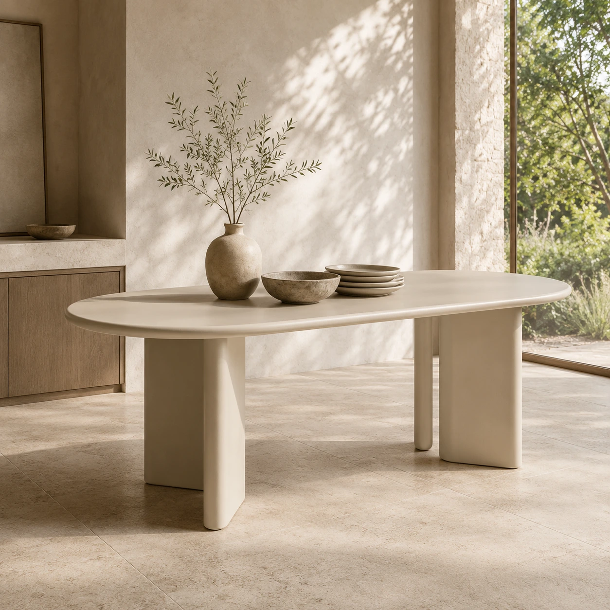 Carrara marble dining table with grey veining
