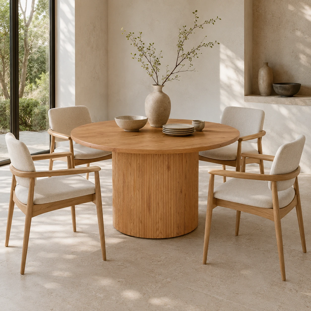Table rectangulaire en chêne pour 6 personnes