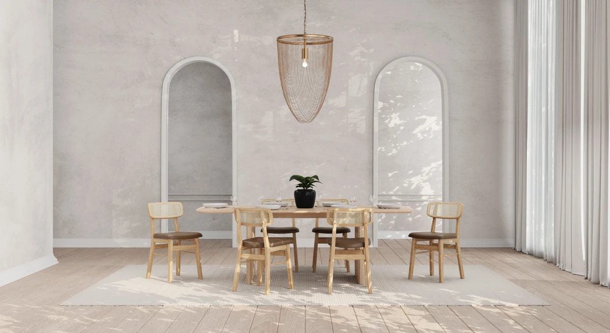 Rattan furniture in Japandi, Coastal, Bohemian and Scandi interior settings