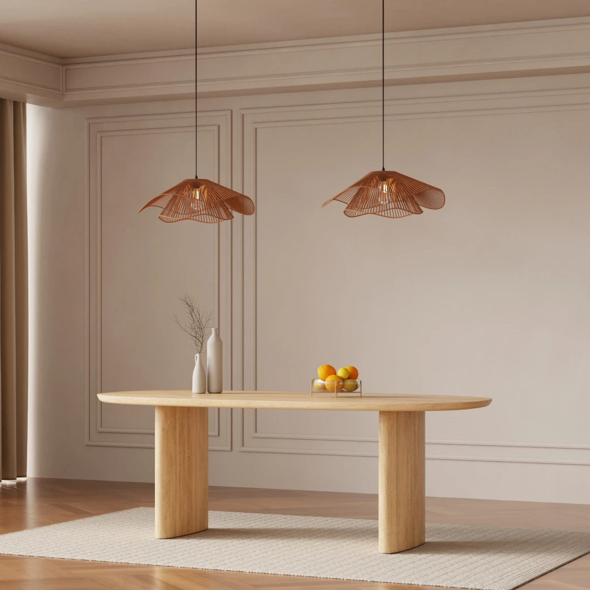 Gros plan d'un rail plastique desserré sous une table extensible bon marché
